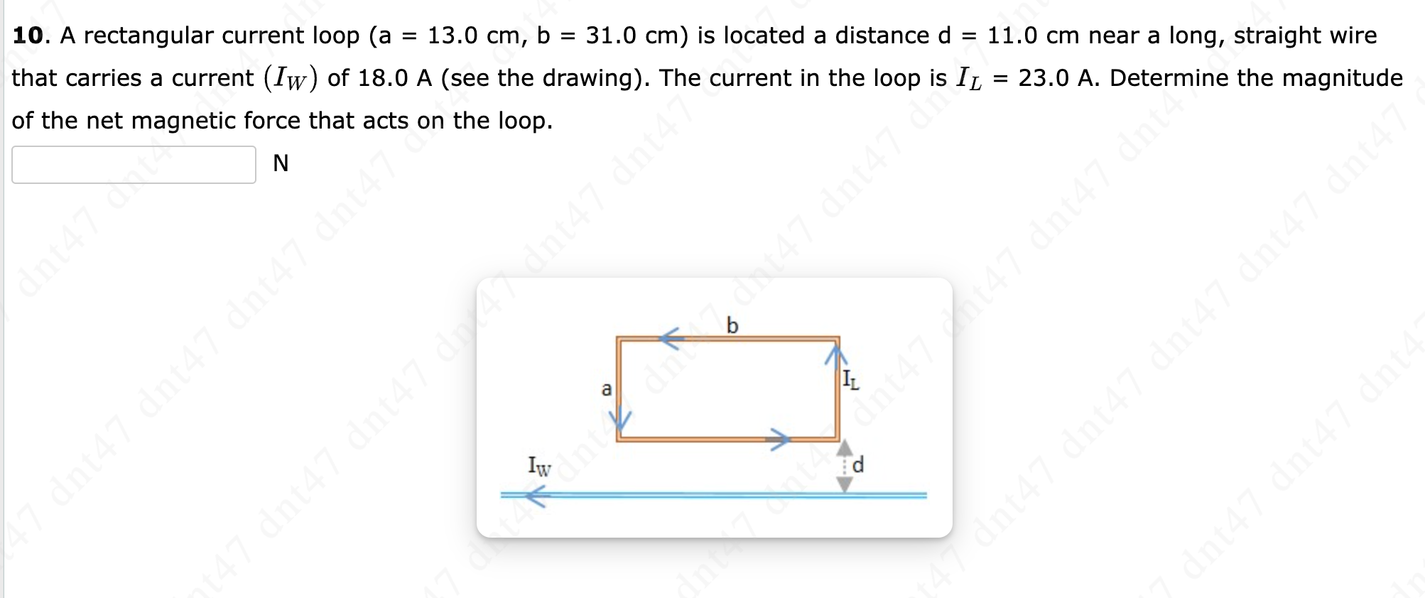 Solved A rectangular current loop (a=13.0cm,b=31.0cm) is | Chegg.com