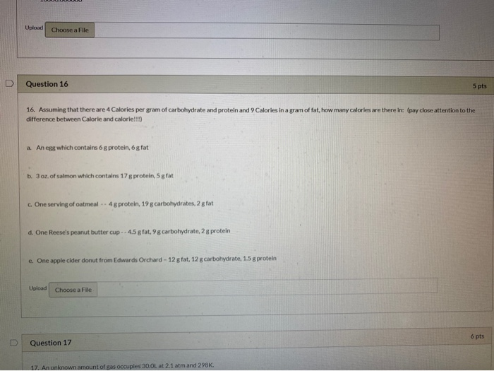 Solved Upload Choose a File Question 16 5 pts 16. Assuming | Chegg.com