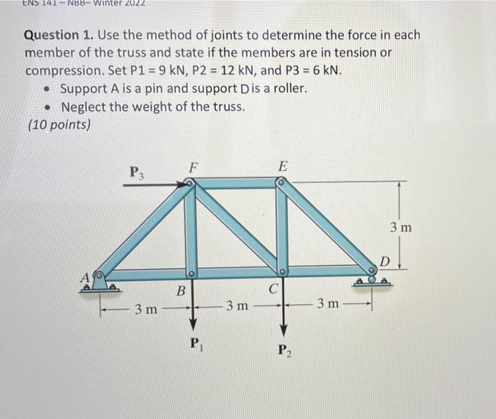 Solved ENS 141 - NBB- Winter 2022 Question 1. Use the method | Chegg.com