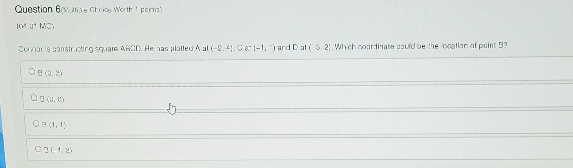 Solved B(0,3) B(0,0) B(1,1) B(−1,2) Question 7 (Multiple | Chegg.com