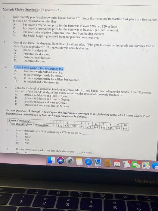 Solved Multiple Choice Questions: (2.5 points each) 1 Josie | Chegg.com