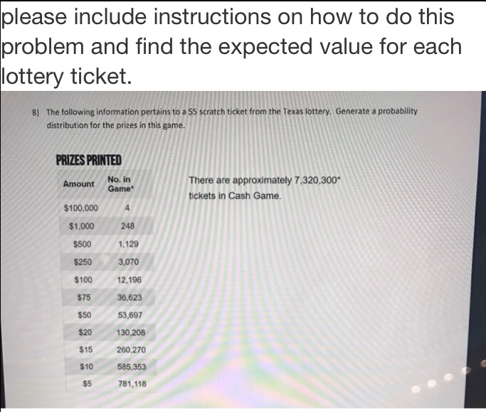 Texas Lottery  Scratch Tickets Details