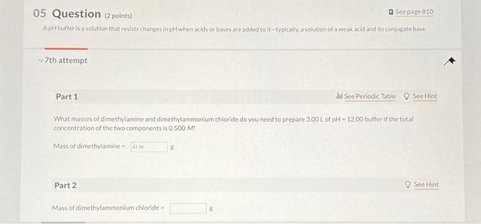 Solved 05 Question (2points) Seepage 810 ApHbuffer is a | Chegg.com