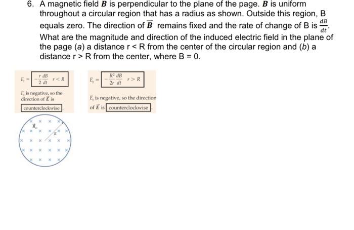 Solved dB 6. A magnetic field B is perpendicular to the | Chegg.com