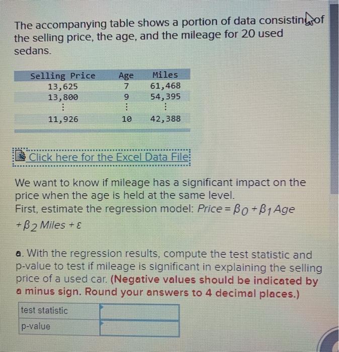 Solved The accompanying table shows a portion of data | Chegg.com