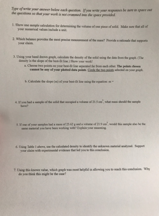 Solved Type of write your answer below each question. If you | Chegg.com