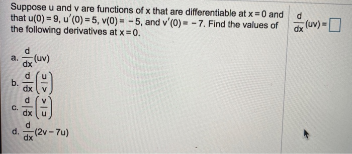 Solved Suppose U And V Are Functions Of X That Are Differ Chegg Com