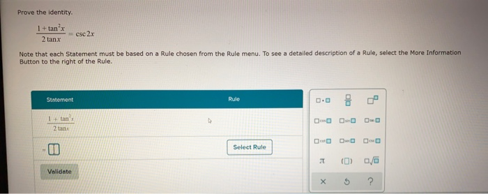 Solved Prove The Identity 1 Tan X Csc 2x 2tank Note That Chegg Com