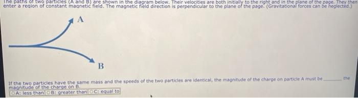 Solved The Paths Of Two Particles (A And B) Are Shown In The | Chegg.com