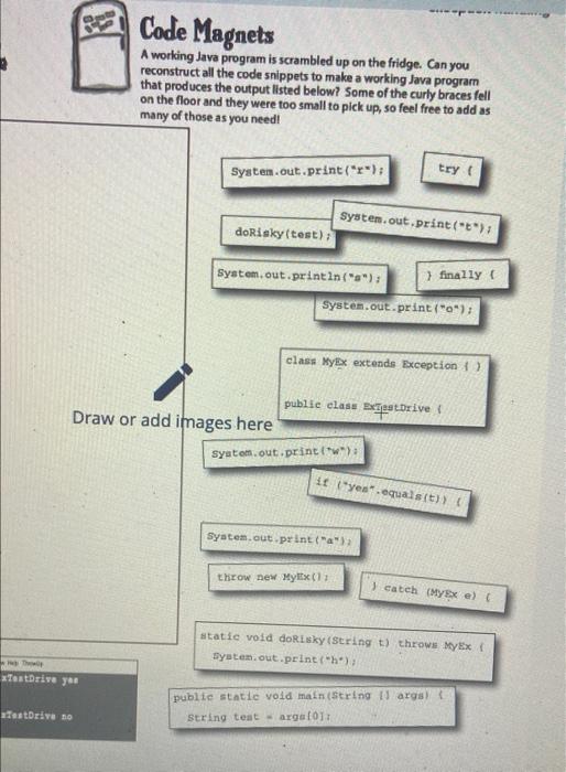 Solved BE Code Magnets A working Java program is scrambled | Chegg.com