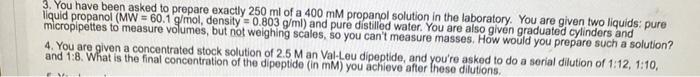 Solved 3. You have been asked to prepare exactly 250ml of a | Chegg.com