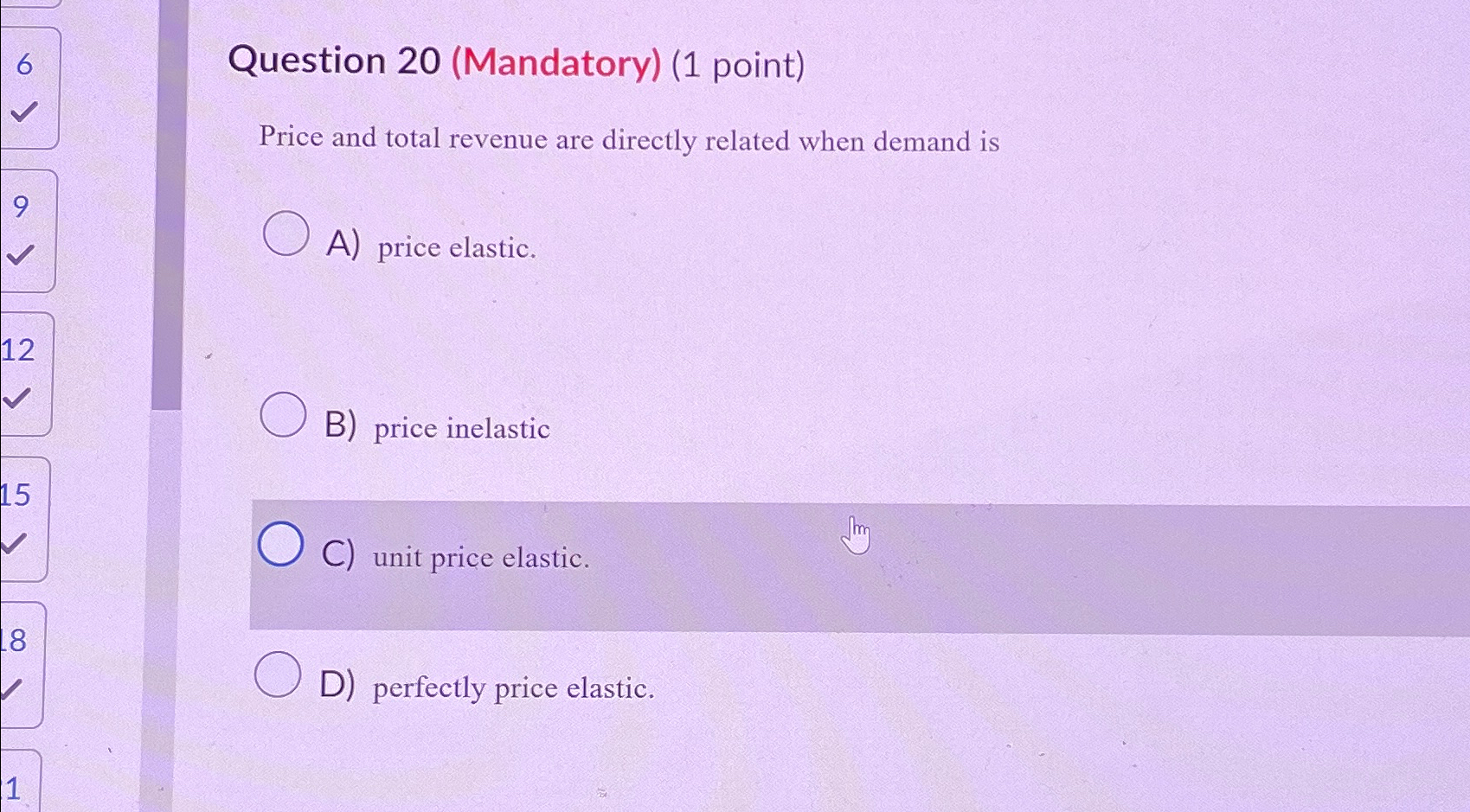 Solved Question 20 Mandatory 1 ﻿point Price And Total