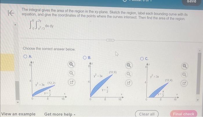 Solved The integral gives the area of the region in the | Chegg.com