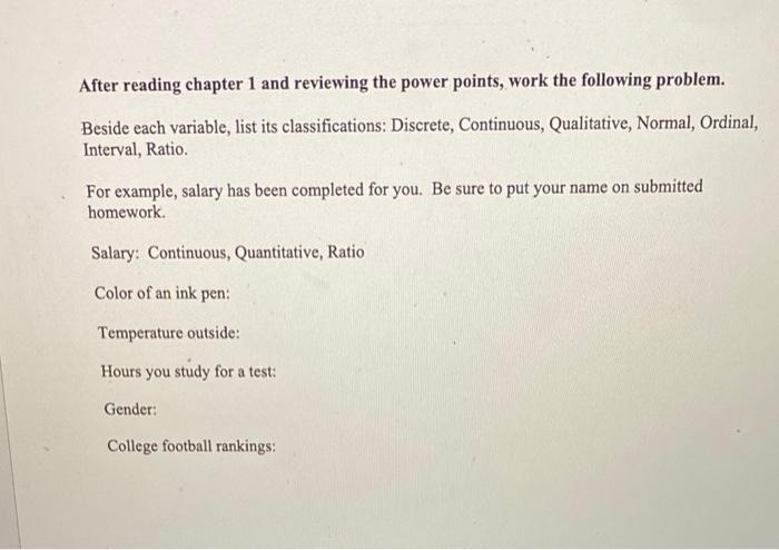 Solved After reading chapter 1 and reviewing the power | Chegg.com
