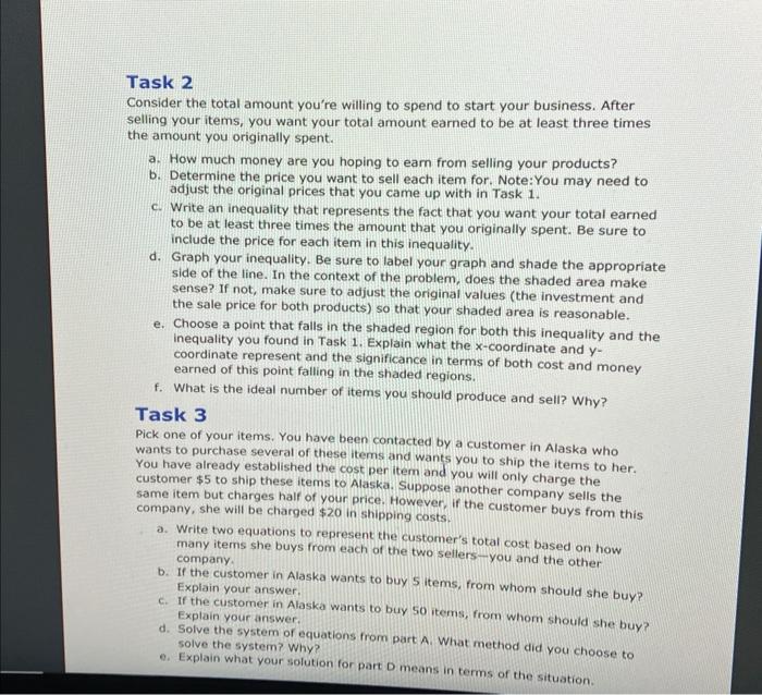 Solved Task 1 You are starting a new business in which you | Chegg.com