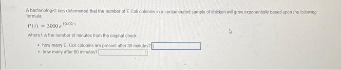 Solved A bacteriologist has delermined that the number of E | Chegg.com