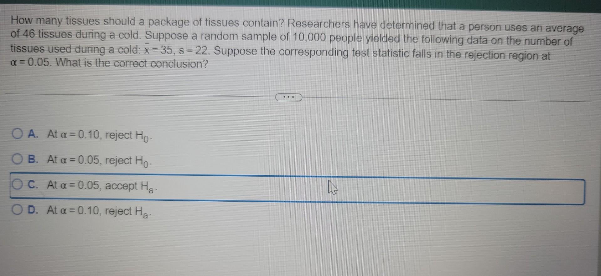 Solved How many tissues should a package of tissues contain?