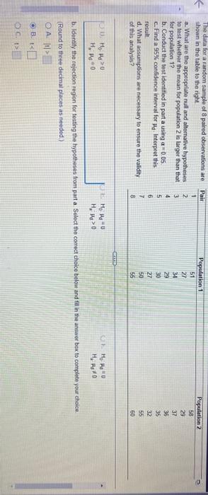 Solved The data for a random sample of 8 paired observations | Chegg.com