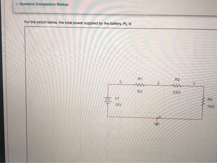 Solved Question Completion Status: For the circuit below, | Chegg.com