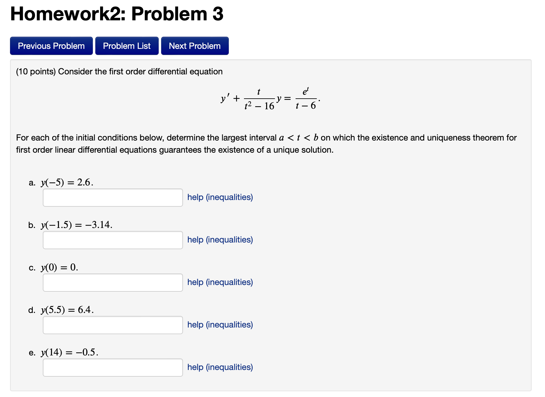 Solved (10 ﻿points) ﻿Consider the first order differential | Chegg.com