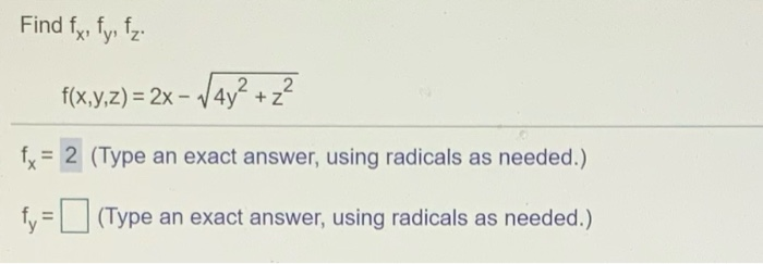 Solved Find Fx Fy Fz F X Y Z X Y Fx Chegg Com