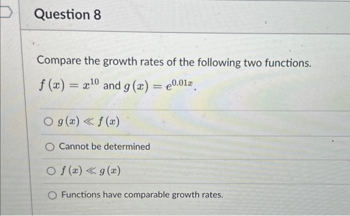 Solved Compare the growth rates of the following two | Chegg.com