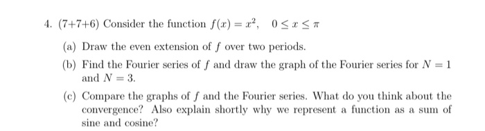 Solved 4. (7+7+6) Consider the function f(x) = x2, 0 | Chegg.com