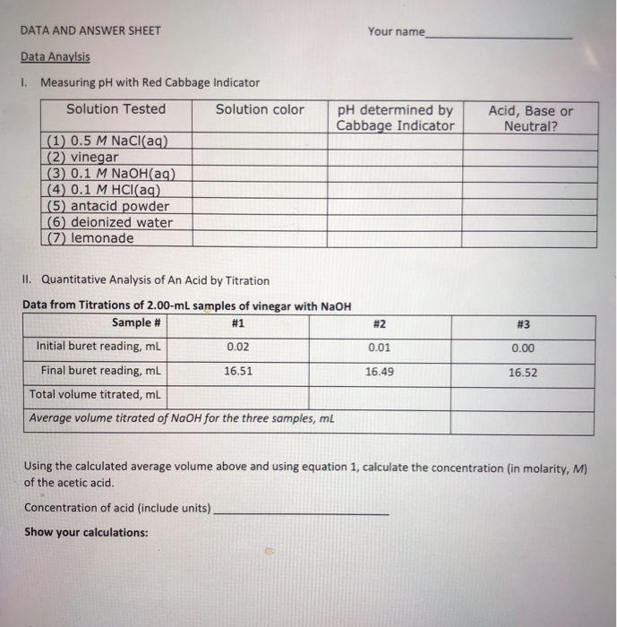 Solved Acids Bases And Buffers 1 Measuring Ph With Red Chegg Com