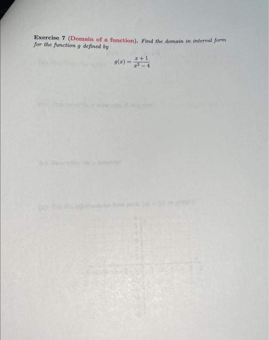 Solved Exercise 7 (Domain of a function). Find the domain in | Chegg.com