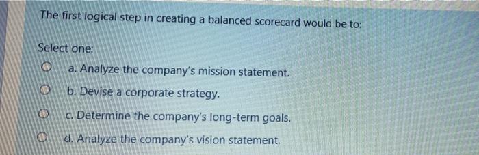 Solved The first logical step in creating a balanced | Chegg.com