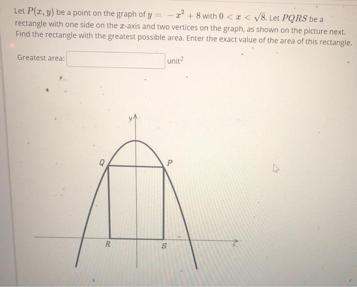 Solved Let P X Y Be A Point On The Graph Of Y 2 8