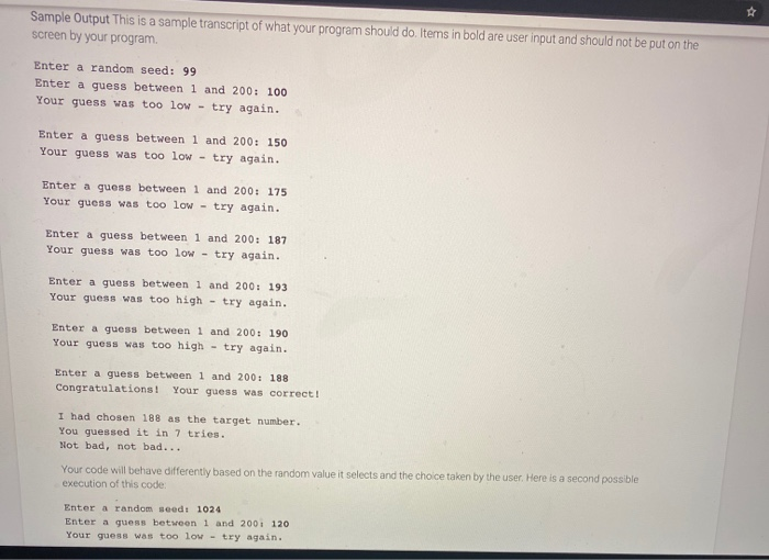 Solved 11.10 Guess A Number* For this assignment you will | Chegg.com