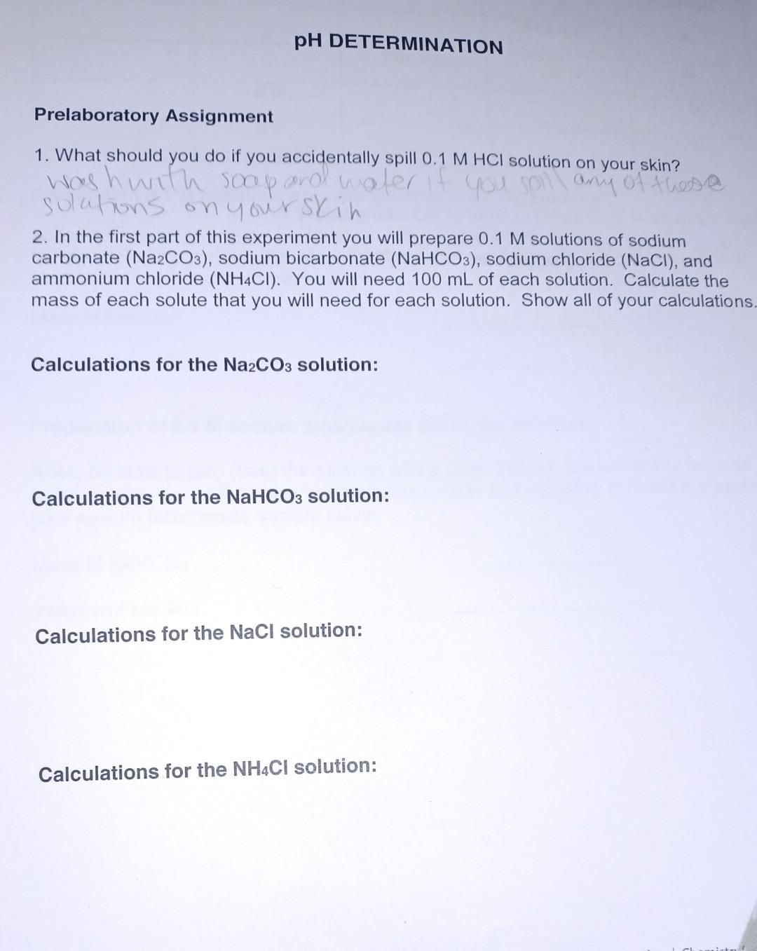 Solved Prelaboratory Assignment 1. What Should You Do If You | Chegg.com