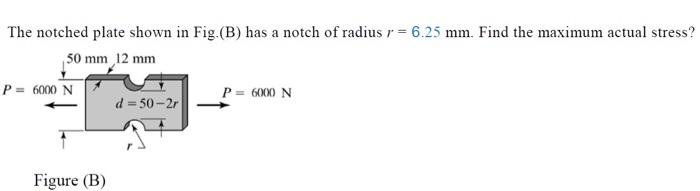 Solved The notched plate shown in Fig. (B) has a notch of | Chegg.com