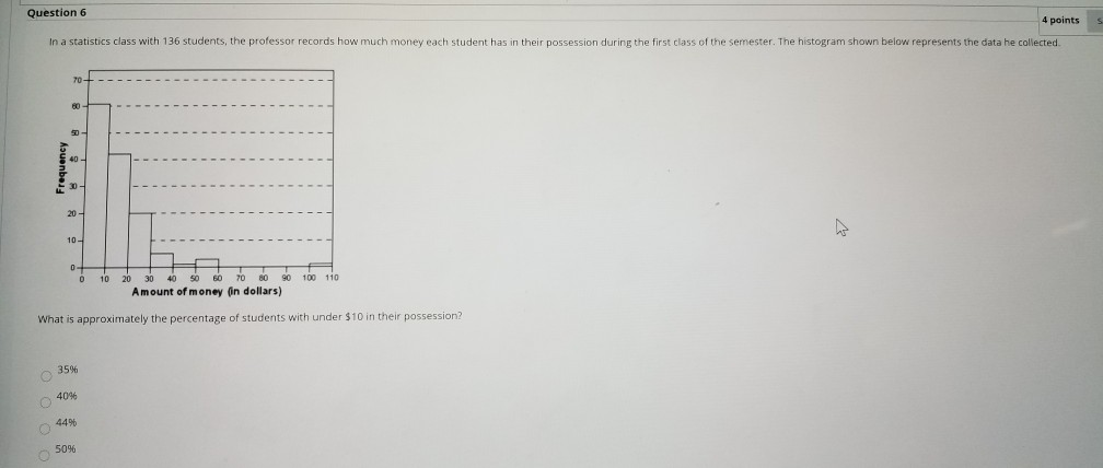 Solved Question 6 4 points In a statistics class with 136 | Chegg.com