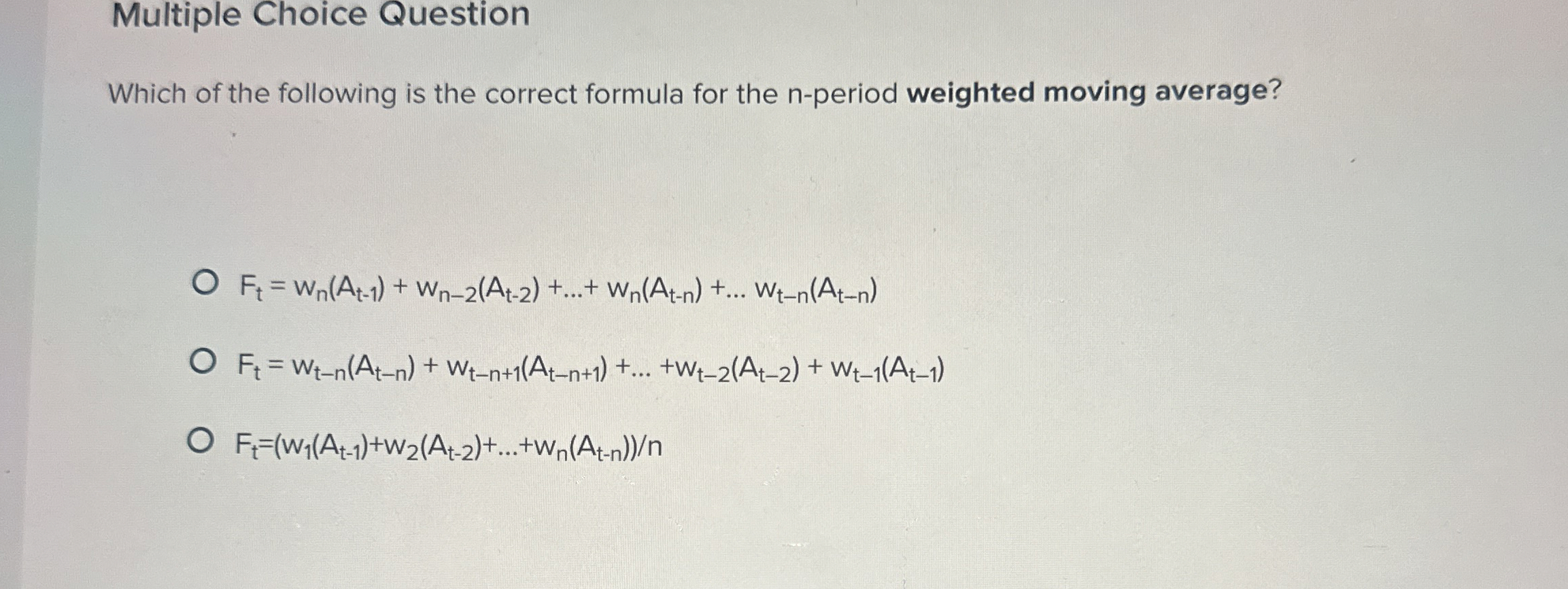 Solved Multiple Choice QuestionWhich of the following is the | Chegg.com