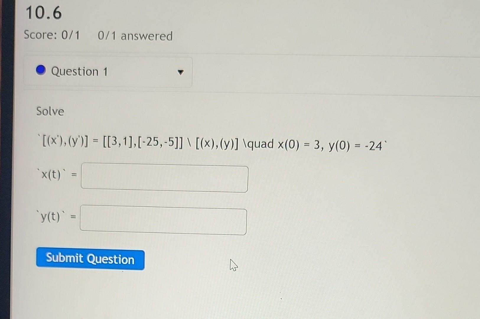 Solved Score: 0/10/1 answered Solve | Chegg.com