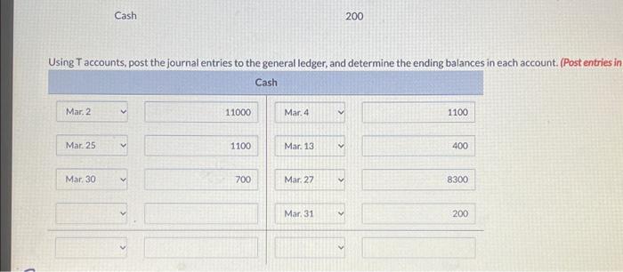 Using T accounts, post the journal entries to the | Chegg.com