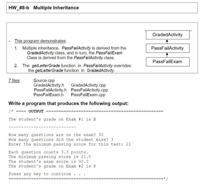 Solved HW_#8-b Multiple Inheritance Graded Activity | Chegg.com