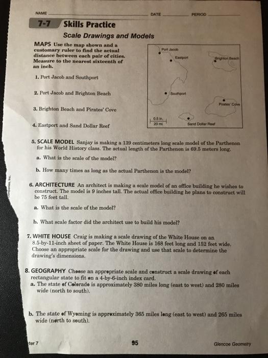 Solved NAME DATE PERIOD 77 Skills Practice Scale Drawings