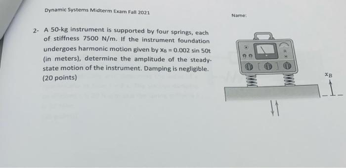 Solved Dynamic Systems Midterm Exam Fall 2021 Name: 2- A | Chegg.com