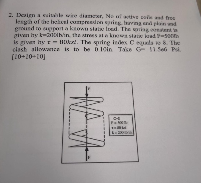 Solved 2. Design a suitable wire diameter, No of active | Chegg.com