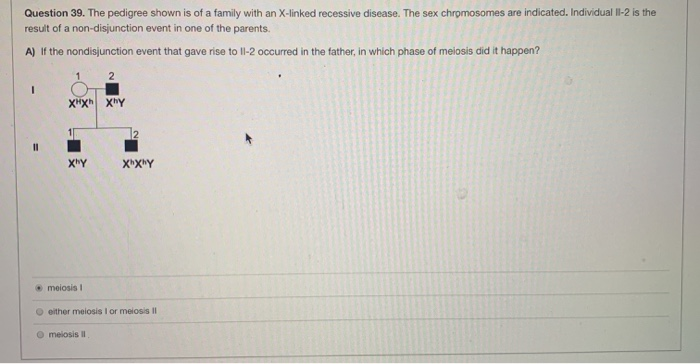 Solved Question 39. The pedigree shown is of a family with | Chegg.com