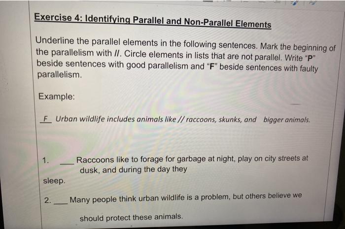 Solved Exercise 4: Identifying Parallel and Non-Parallel | Chegg.com