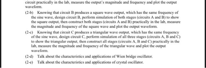 Solved (2-a) Knowing that circuit A is a Wien bridge | Chegg.com