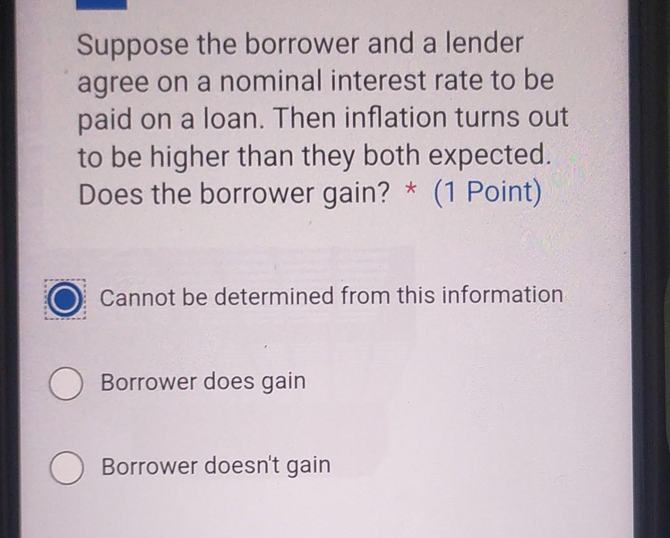 A Lender Will Realize Unexpected Benefit When The Solved Suppose the borrower and a lender agree on a nominal | Chegg.com