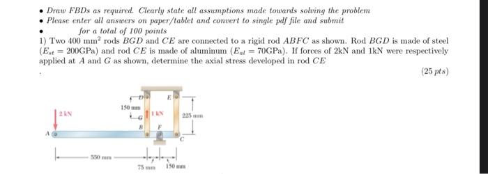 Solved Draw FBDs as required. Clearly state all assumptions | Chegg.com