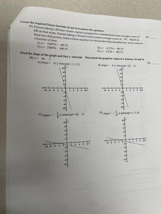 Solved Create the required linear function an use it to | Chegg.com