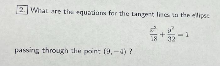 equations of tangent lines common core geometry homework answers