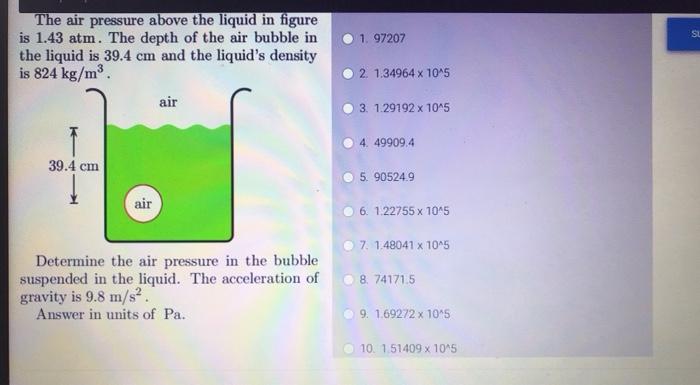 Solved 2. 10 pts possible The pressure at the bottom of a | Chegg.com